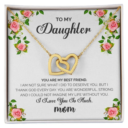 To My Daughter - I Love You So Much Necklace Interlocking Hearts Necklace