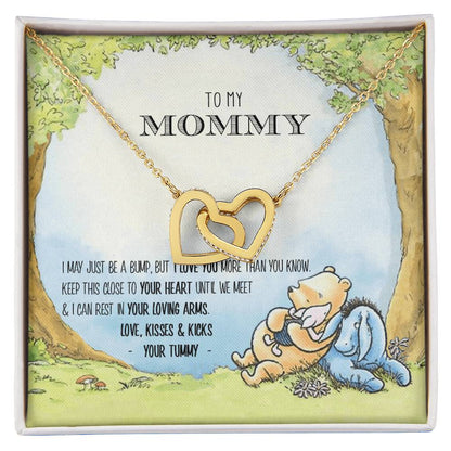 New Mommy Necklace New Mom Gift Mom To Be Winnie The Pooh Baby Shower Gift First Time Mom Pregnancy Gift New Mommy Gift Idea Interlocking Hearts Necklace