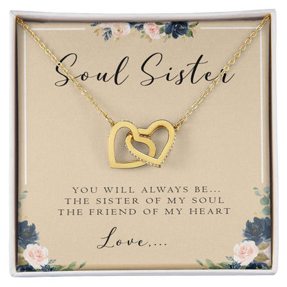 Soul Sister Necklace With Card Best Friend Gift Personalized Gift For Best Friend Birthday Interlocking Hearts Necklace