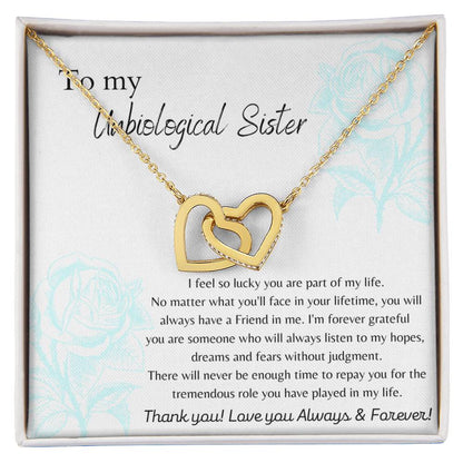 To My Unbiologigal Sister Interlocking Hearts Necklace
