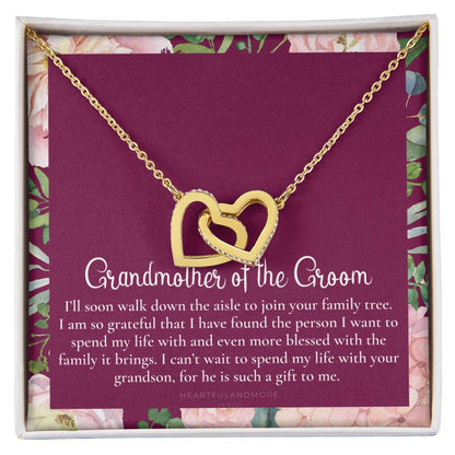 Grandmother Of The Groom Gift Necklace Grandma Wedding Gift Nana Bridal Shower Rehearsal Dinner Thank You Gift Interlocking Hearts Necklace