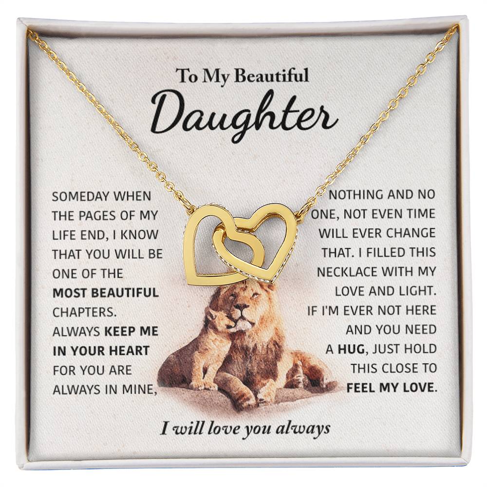 To My Beautiful Daughter - Keep Me In Your Heart - Interlocking Hearts Necklace