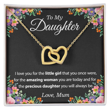 To My Daughter Necklace From Mum - To My Daughter Necklace From Dad Interlocking Hearts Necklace