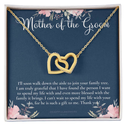 Mother Of The Groom Gift Necklace Wedding Gift Bridal Party Rehearsal Dinner Man Of My Dreams Parent Of Groom Mother In Law Gift Interlocking Hearts Necklace