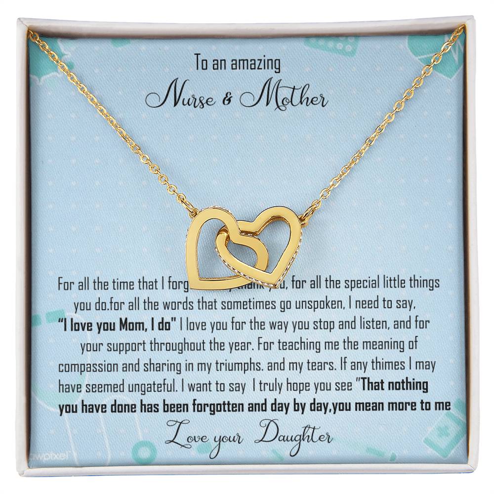 Nurse Mom Gift Interlocking Hearts Necklace Gift For Nurse Mother