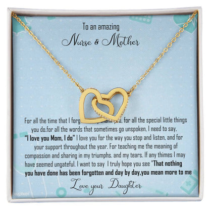 Nurse Mom Gift Interlocking Hearts Necklace Gift For Nurse Mother