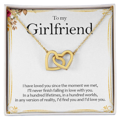 To My Girlfriend - Love Card And Necklace S005 Interlocking Hearts Necklace