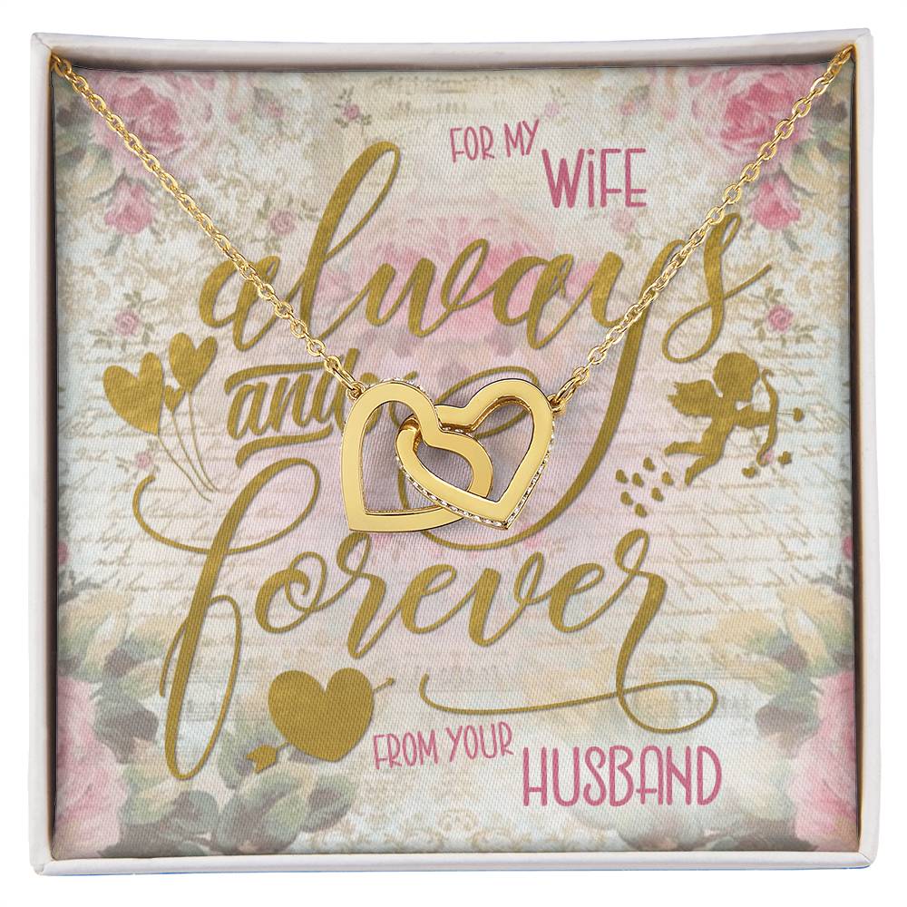 Always & Forever For My Wife Interlocking Hearts Necklace