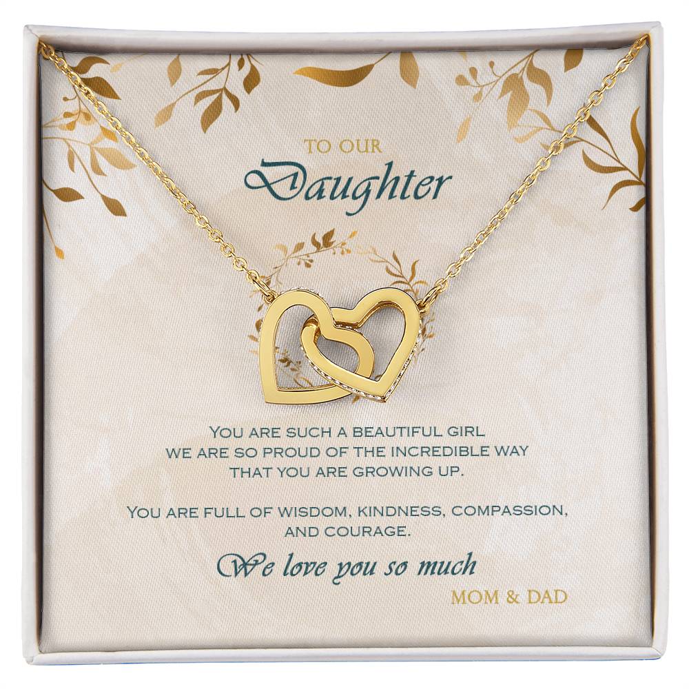 Interlocking Heart Necklace To Your Daughter – From Mom & Dad With Love – Jewelry Gift B1D5T2 Interlocking Hearts Necklace