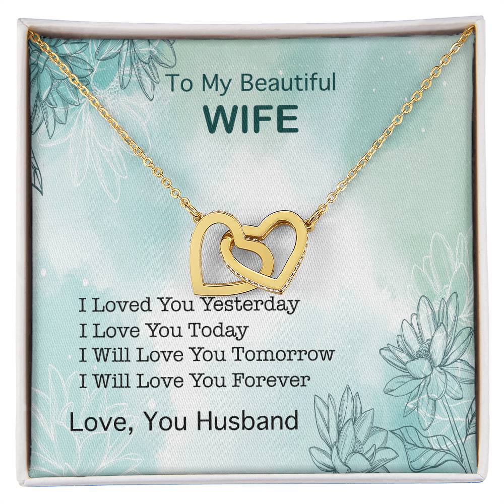 To My Beautiful Wife Interlocking Hearts Necklace