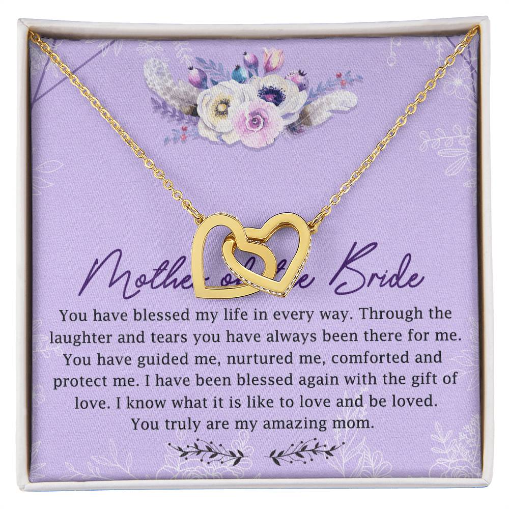 Mother Of The Bride Interlocking Hearts Necklace Message Card