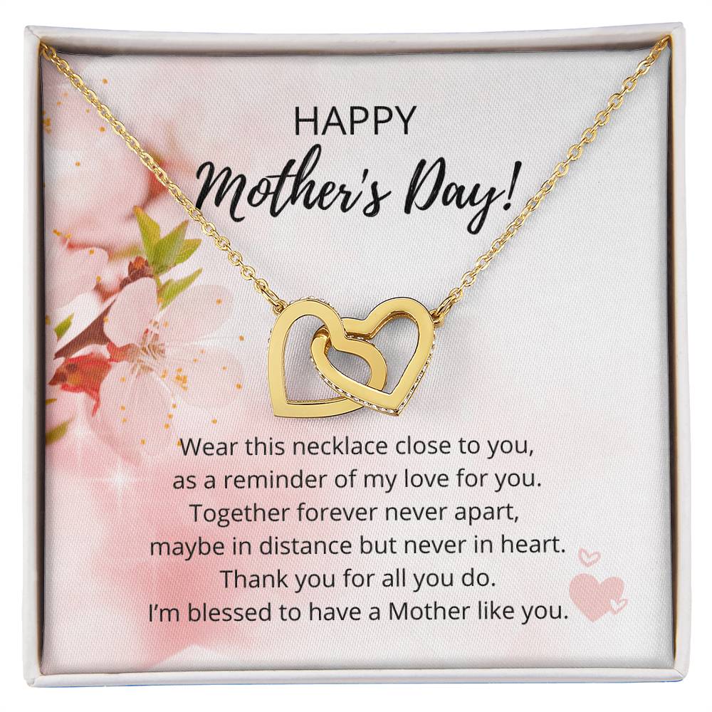 Mother'S Day Interlocking Heart Necklace - 316 Steel With 18K Rose Gold Finish And Cubic Zirconia Stones Interlocking Hearts Necklace