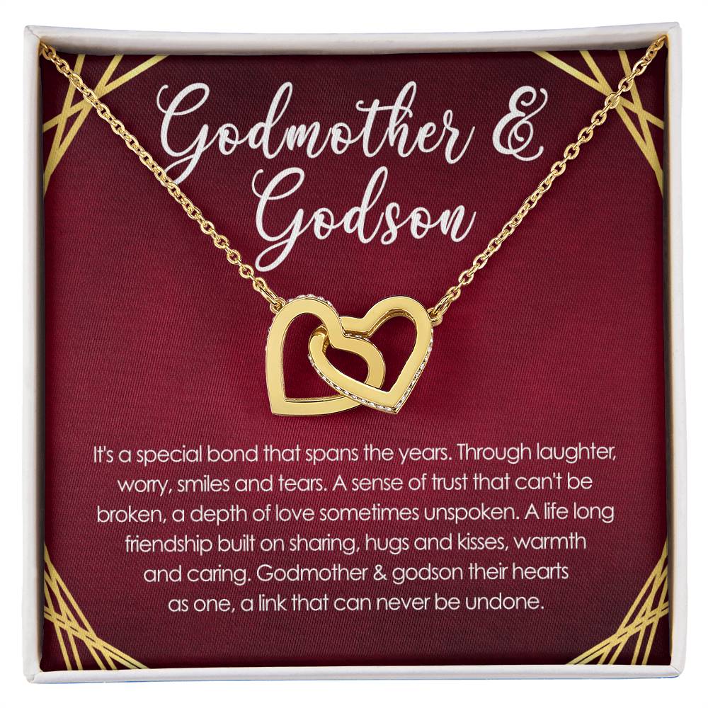 Special Bond Between Godmother & Godson Interlocking Hearts Necklace