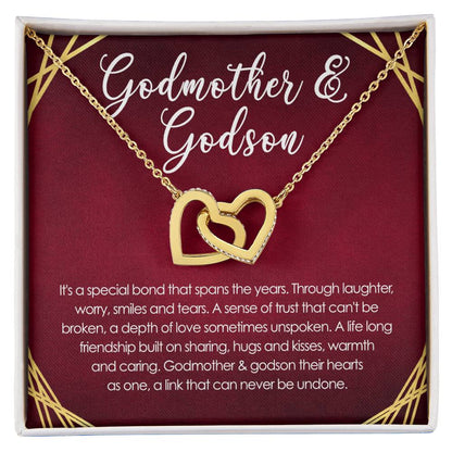 Special Bond Between Godmother & Godson Interlocking Hearts Necklace