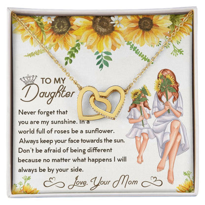 To My Daughter - Unique Interlocking Hearts Binding Necklace Gift Set Interlocking Hearts Necklace