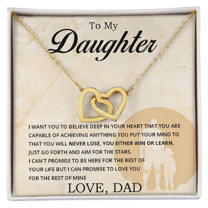 To My Daughter - You Can Never Lose - Necklace Interlocking Hearts Necklace