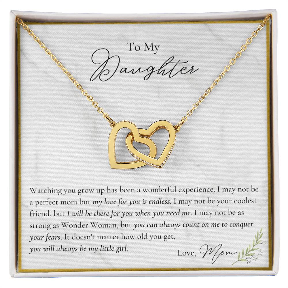 To My Daughter My Love For You Is Endless You Can Always Count On Me To Conquer Interlocking Hearts Necklace