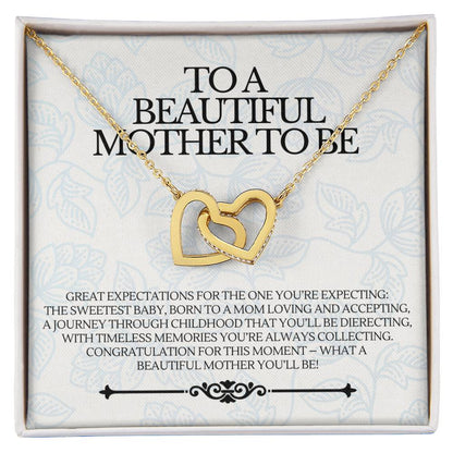To A Beautiful Mother To Be - Premium Love Necklace - Ge01 Interlocking Hearts Necklace