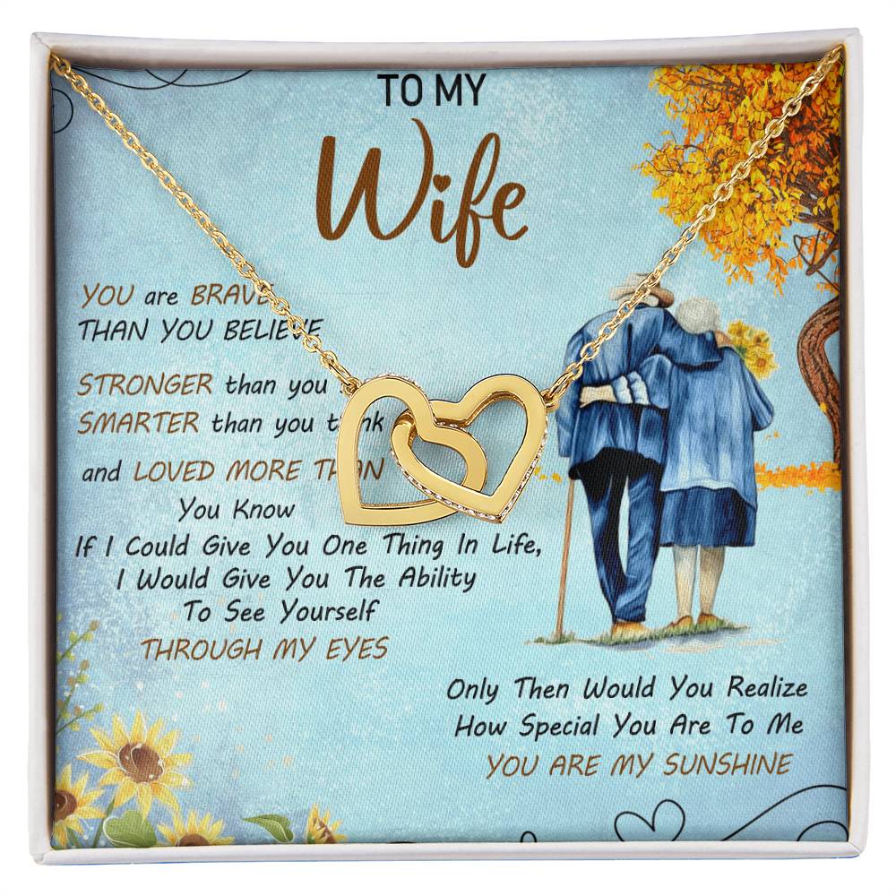 To My Wife Interlocking Hearts Necklace Message Card