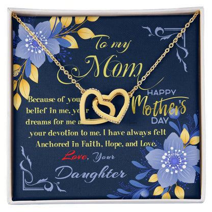 Interlocked Hearts Necklace Gift Set - From Daughter To Mom Interlocking Hearts Necklace