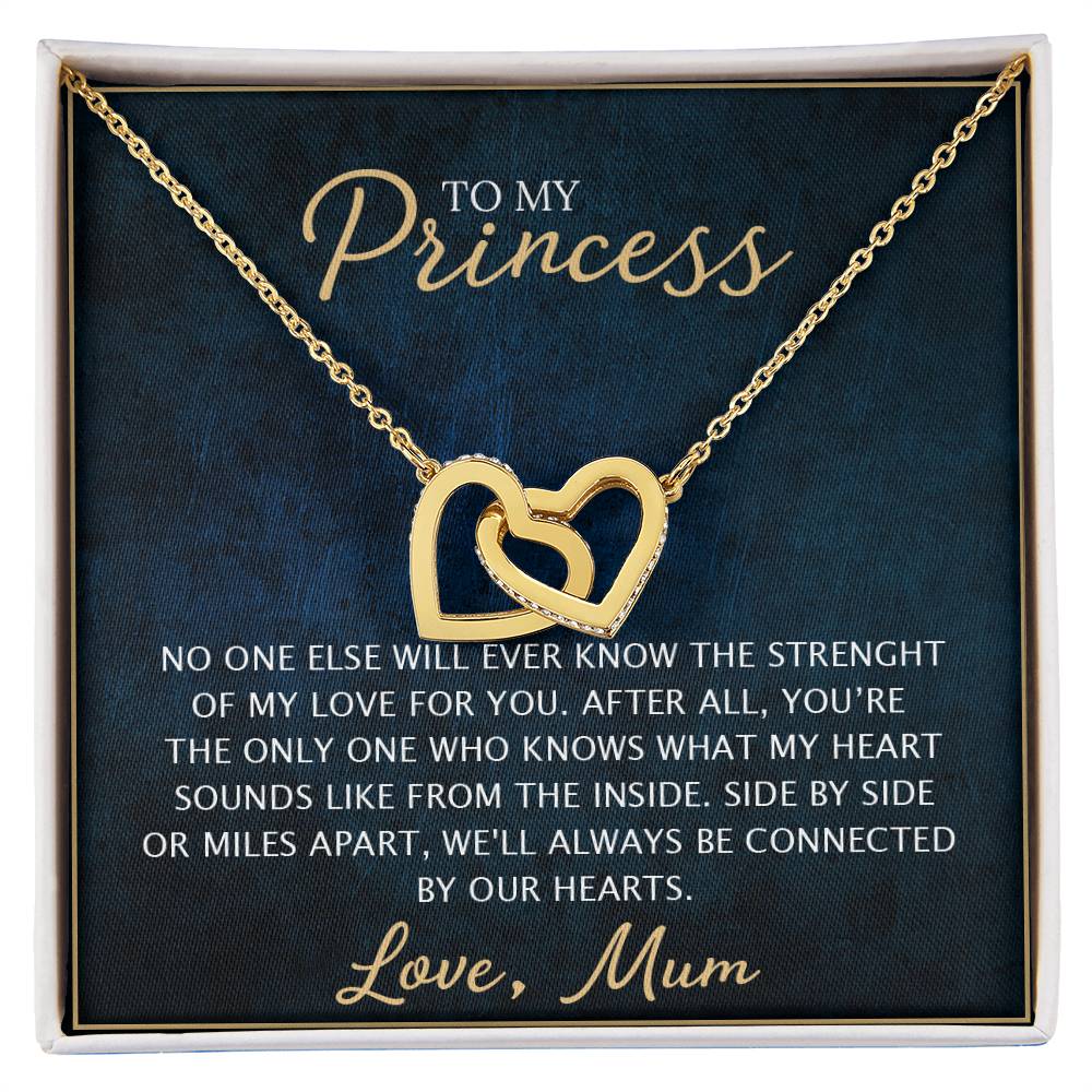 To My Daughter - Unique Heart Bonding Necklace Gift Set Interlocking Hearts Necklace