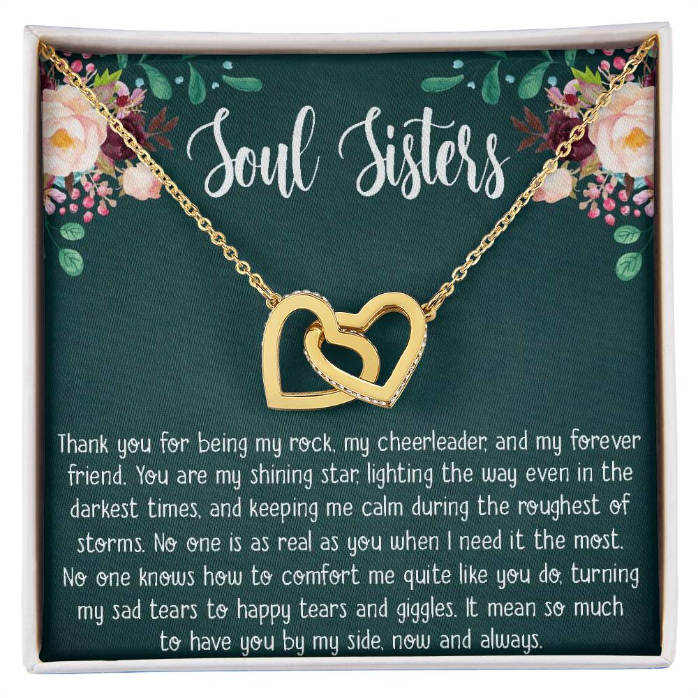 Soul Sisters Necklace Gift Bff Necklace Best Friend Gift Jewelry Long Distance Quotes Friends Forever Interlocking Hearts Necklace