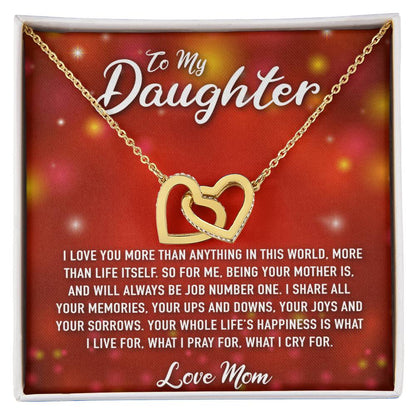 To My Daughter Interlocking Hearts Necklace