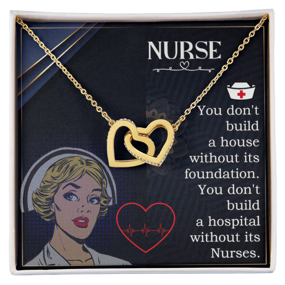 Never Ending Love For Nurse -Wife -Girlfriend Interlocking Hearts Necklace