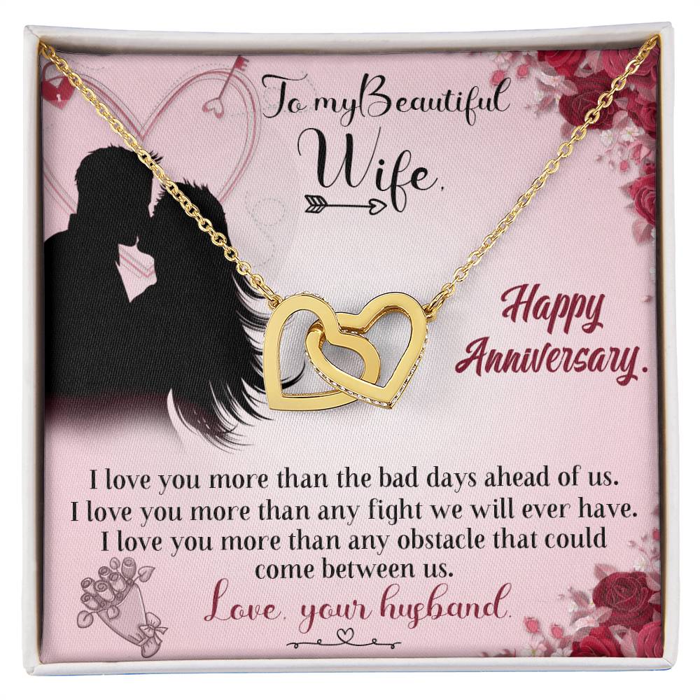 For My Loving Wife. Interlocking Hearts Necklace