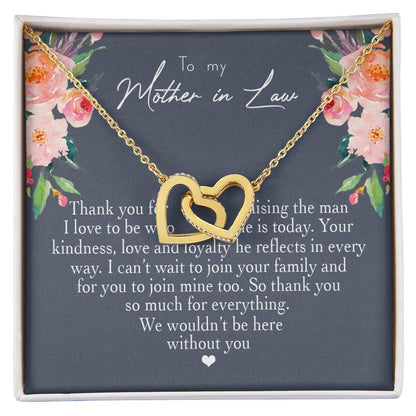To My Mother In Law Thank You For Raising The Man I Love Heart Necklace Interlocking Hearts Necklace