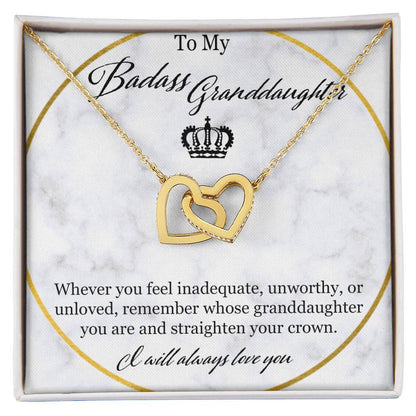 To My Badass Granddaughter Interlocking Hearts Necklace