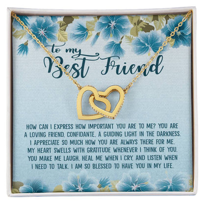 To My Best Friend Gift - Interlocking Heart Necklace Interlocking Hearts Necklace