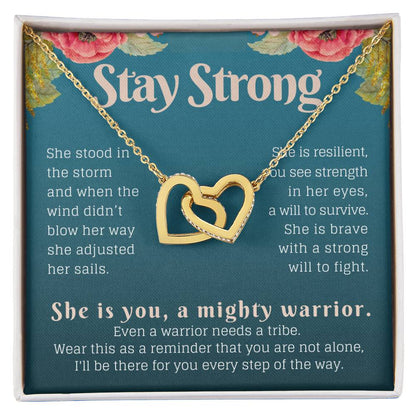 Stay Strong Recovery Gift Necklace Interlocking Hearts Necklace