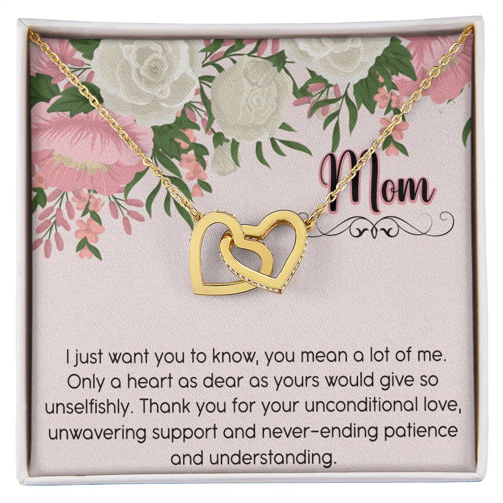Mom Interlocking Hearts Necklace Message Card