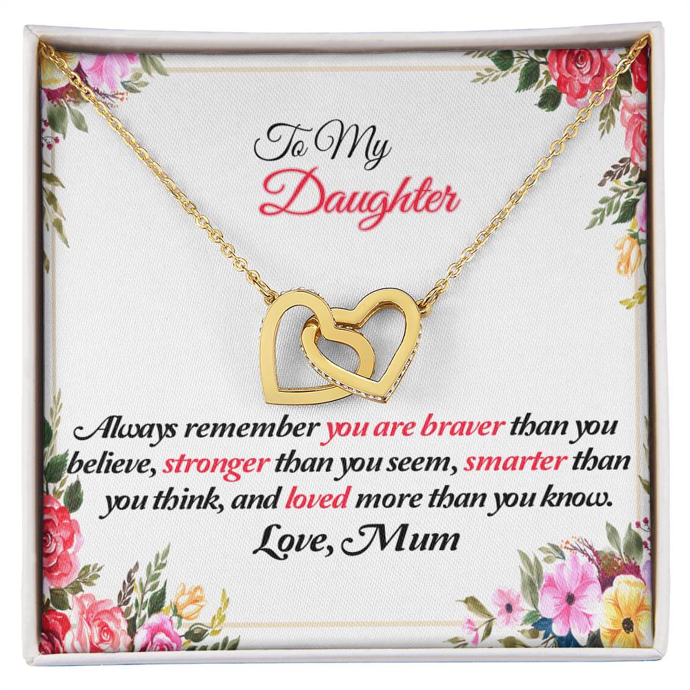 To My Daughter Joined Hearts Pendant Necklace From Mum Interlocking Hearts Necklace