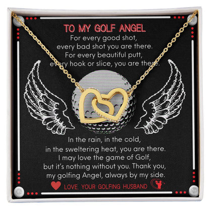 To My Golf Angel - Never Ending Love Necklace - From Your Golfing Husband Interlocking Hearts Necklace