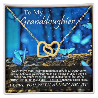 To My Granddaughter - Love You With All My Heart - Necklace Interlocking Hearts Necklace