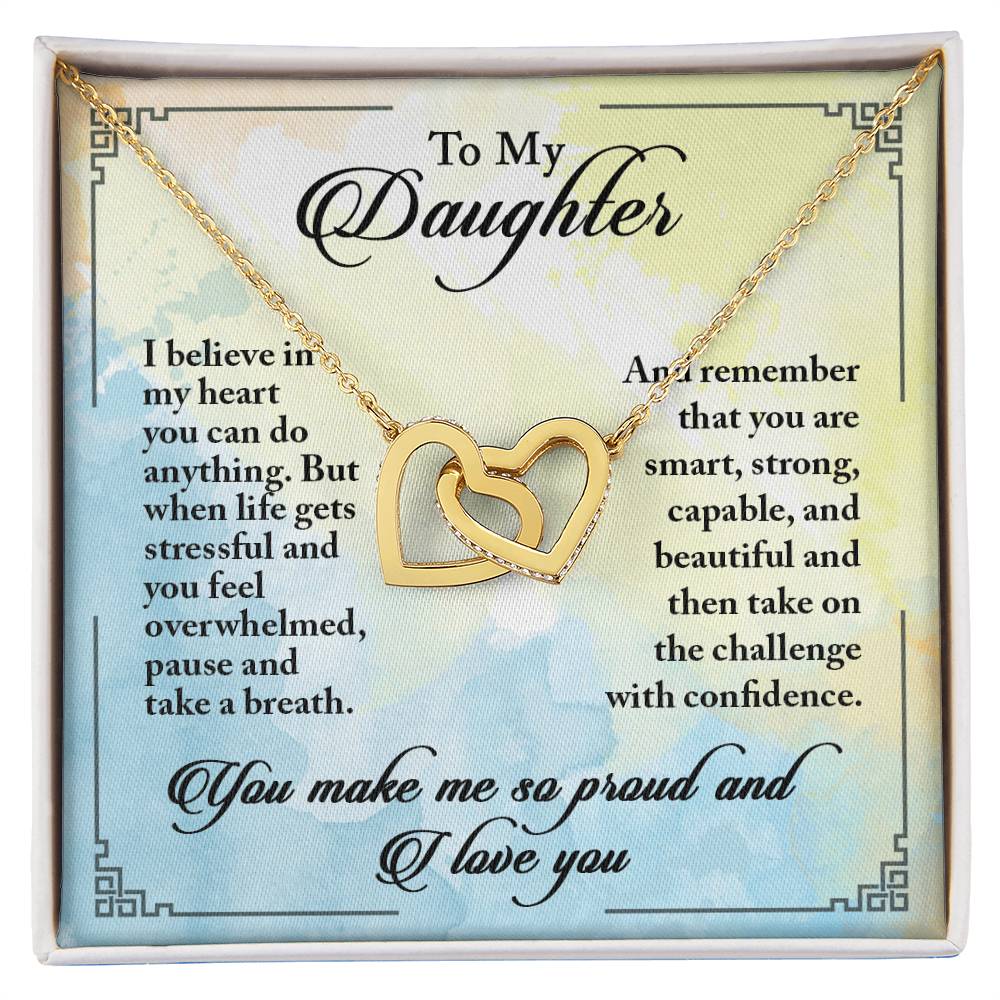 My Daughter Smart Strong Capable Beautiful - Linked Hearts Necklace Interlocking Hearts Necklace