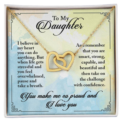 My Daughter Smart Strong Capable Beautiful - Linked Hearts Necklace Interlocking Hearts Necklace
