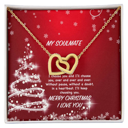 My Soulmate - I Choose You And I'Ll Keep Choosing You Interlocking Hearts Necklace