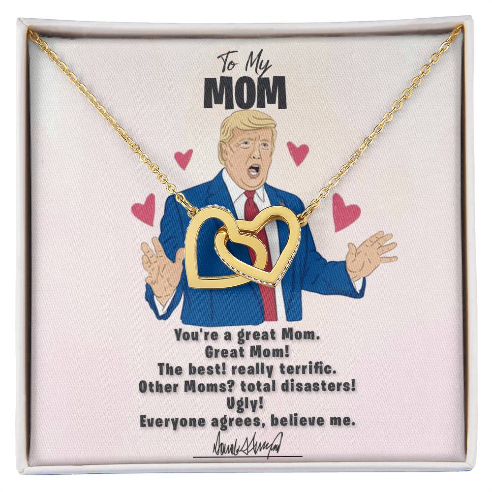 To My Great Mom - Approved With Signature - Tmm09 Interlocking Hearts Necklace