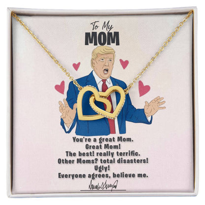 To My Great Mom - Approved With Signature - Tmm09 Interlocking Hearts Necklace