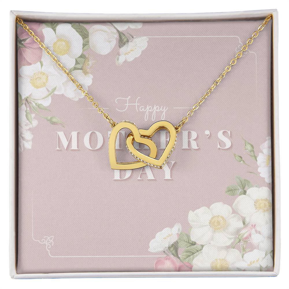Mother Necklace Gift For Mom 14K White Gold Finish Pendant Mother'S Day Gift Interlocking Hearts Necklace