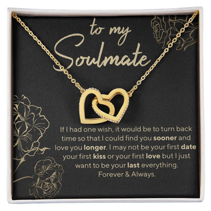 To My Soulmate - I Love You Forever And Always Interlocking Hearts Necklace
