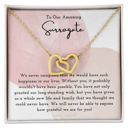 Surrogate Appreciation Gift Surrogate Gift Surrogate Gift With Message Card Surrogate Transfer Day Thank You Gift Interlocking Hearts Necklace