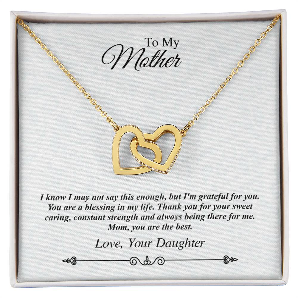 'To My Mother' Linked Hearts Necklace - I'M Grateful For You You Are The Best Interlocking Hearts Necklace