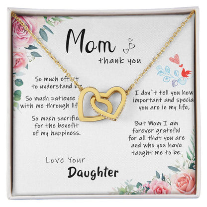Mom Thank You So Much. Interlocking Hearts Necklace