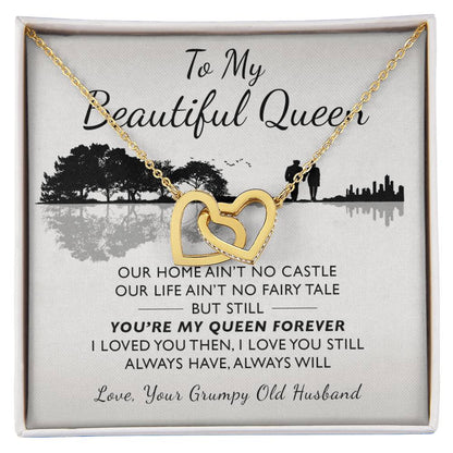 To My Beautiful Queen Interlocking Hearts Necklace