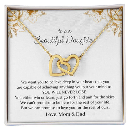 To My Daughter - Premium Interlocking Heart Cube - So2 Interlocking Hearts Necklace