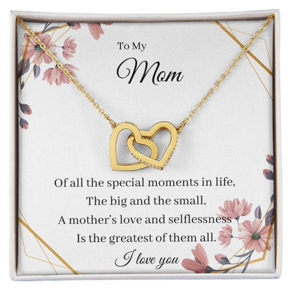 To My Mom From Son Daughter Gift Anniversary Graduation Mothers Day Birthday Interlocking Hearts Necklace